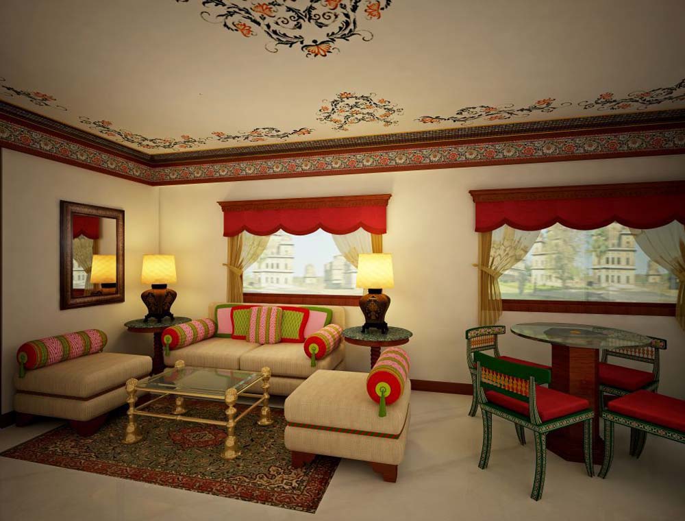 Presidential Suite Living Area Maharajas Express Luxury Train Tour