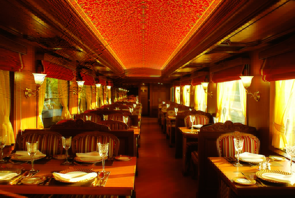 Rang Mahal Dinning Area Maharajas Express Luxury Train in India