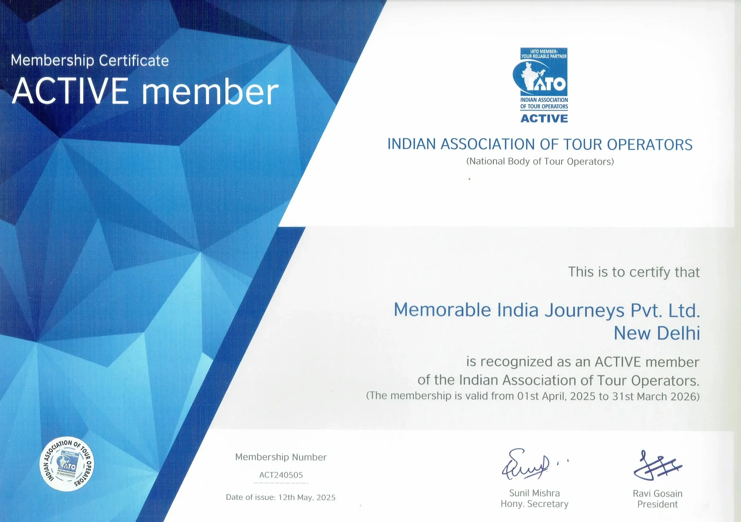IATO Certificate